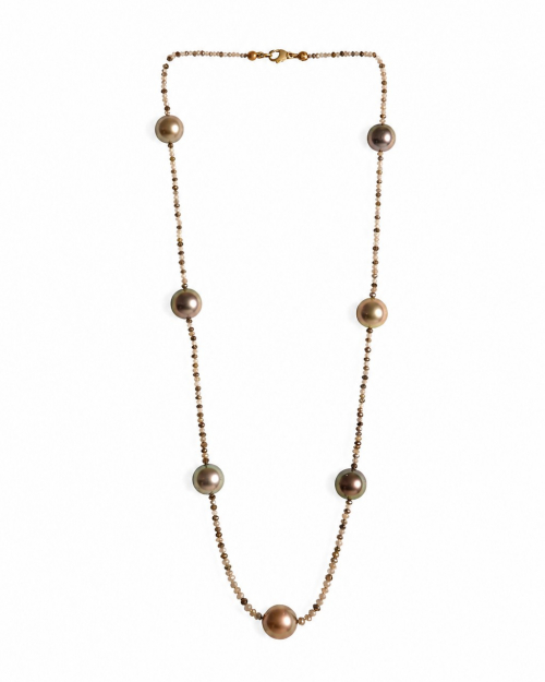 Collar perlas Tahiti con hilo de diamantes